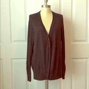 Ann Taylor LOFT Dark Gray V-Neck Cardigan Size XL